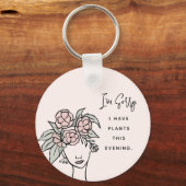 Schattige Blush Bezig met Mijn Planten Bloemenport Sleutelhanger (Achterkant)