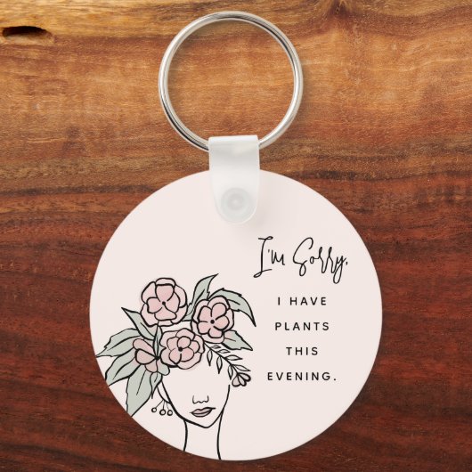 Schattige Blush Bezig met Mijn Planten Bloemenport Sleutelhanger (Achterkant)