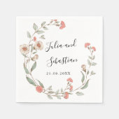 Schattige Blush bloem bunch bruiloft monogram Servet (Voorkant)