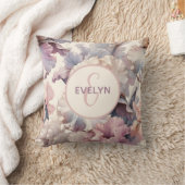Schattige Blush Bloemen Monogram Baby Meisje Kweke Kussen (Deken)