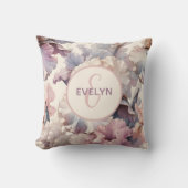 Schattige Blush Bloemen Monogram Baby Meisje Kweke Kussen (Voorkant)