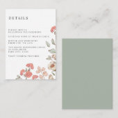 Schattige Blush bloemenbos BRUILOFT Hotelgegevens Informatiekaartje (Voorkant / Achterkant)