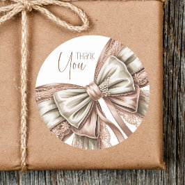 Schattige Blush Kant Parel Schoon Boog Baby Shower Ronde Sticker
