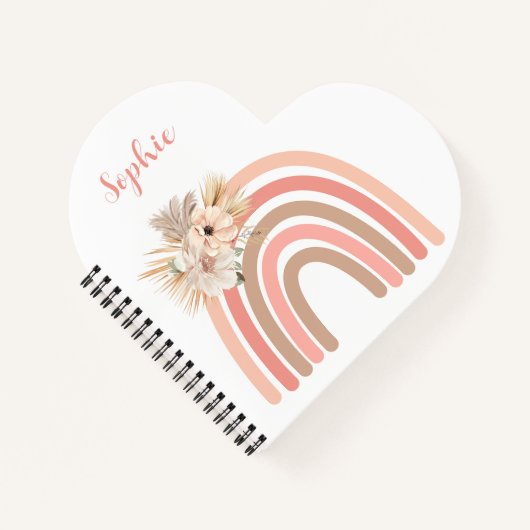 Schattige Blush Pink Boho Rainbow Notitieboek (Voorkant)