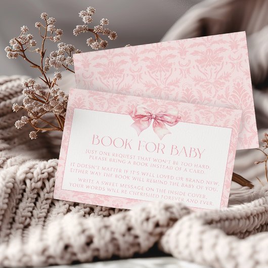 Schattige Blush Pink Bow Baby Meisje Douche Boek v Kaart