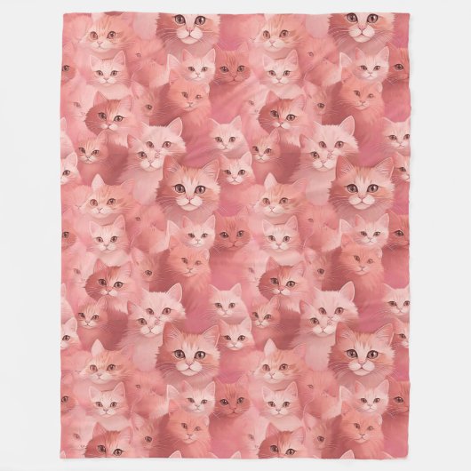 Schattige Blush Pink Cat Fleece Deken (Voorkant)