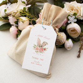 Schattige Blush Pink Floral Bunny Baby shower Cadeaulabel