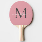 Schattige Blush Pink Grey Monogram Elegant Script Tafeltennisbatje (Achterkant)