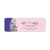 Schattige Blush Pink Mr. Mrs. Floral Trouwadres Etiket (Voorkant)