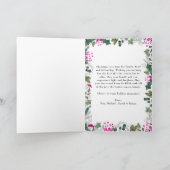 Schattige Blush Roze Bessen Groen Foto Kerstmis Kaart (Binnen)