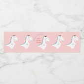 Schattige Blush Roze Blauwgroen Dinosaurus Verjaar Waterfles Etiket (Enkel label)