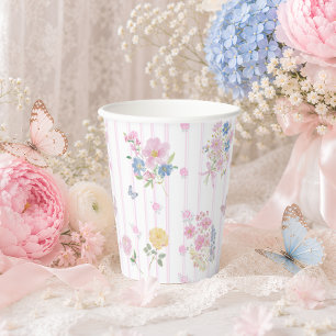 Schattige Blush Roze Bloem Meisje Baby Shower  Papieren Bekers