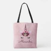 Schattige Blush Roze Eenhoorn Monogram Party Tote Bag (Achterkant)