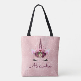 Schattige Blush Roze Eenhoorn Monogram Party Tote Bag