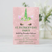 Schattige Blush Roze Eenhoorn St. Patrick's Day Pa Kaart (Staand voorkant)