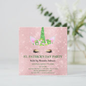 Schattige Blush Roze Eenhoorn St. Patrick's Day Pa Kaart (Staand voorkant)