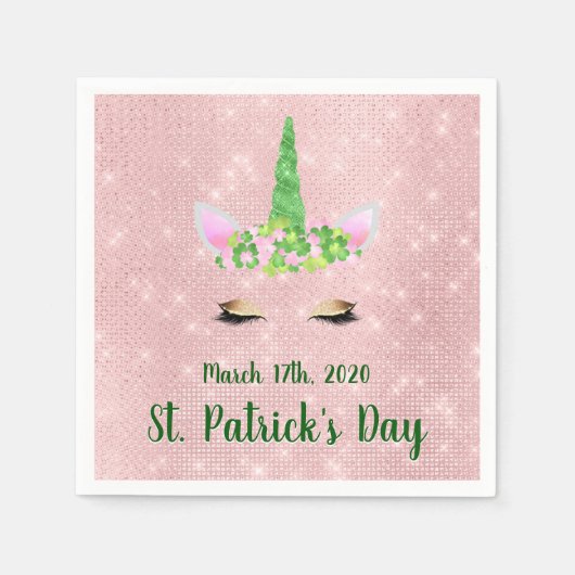 Schattige Blush Roze Eenhoorn St. Patrick's Day Pa Servetten (Voorkant)