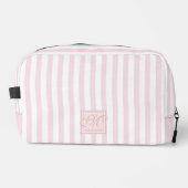 Schattige Blush Roze en witte strepen - Monogramme Toilettasje (Voorkant)