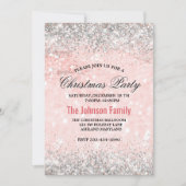 Schattige blush roze faux zilver glitter kerst kaart (Voorkant)