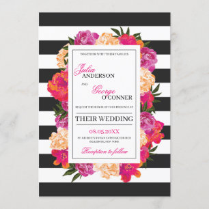 Schattige blush roze fuchsia bloemenboho bruiloft kaart