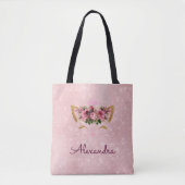 Schattige Blush Roze Kat Monogram Party Tote Bag (Voorkant)