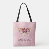 Schattige Blush Roze Kat Monogram Party Tote Bag (Achterkant)