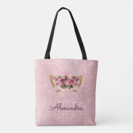 Schattige Blush Roze Kat Monogram Party Tote Bag