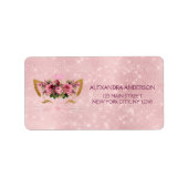 Schattige Blush Roze Kat Verjaardagsfeest Etiket (Voorkant)