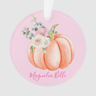Schattige Blush Roze Lente Bloemige Kleine Pompoen Ornament
