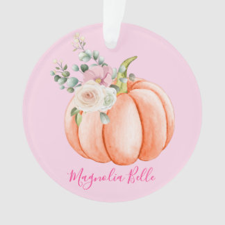 Schattige Blush Roze Lente Bloemige Kleine Pompoen Ornament