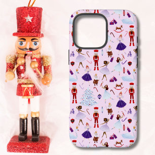 Schattige Blush Roze Notenkraker Kerstpatroon iPhone 16 Pro Max Hoesje