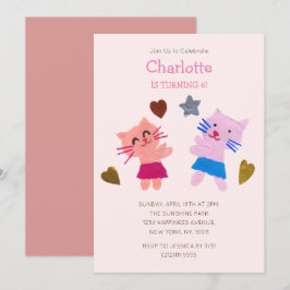 Schattige Blush Roze Papier collage katten & cadea Kaart