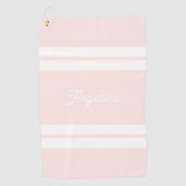Schattige Blush Roze Strepen Patroon Gepersonalise Golfhanddoek (Voorkant)