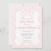 Schattige blush roze strik lint baby meisje douche kaart (Voorkant)