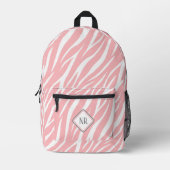 Schattige Blush Roze Wit Patroon Zebra Print Monog Bedrukte Rugzak (Voorkant)