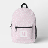 Schattige Blush Roze & Witte Polkadots Monogrammed Bedrukte Rugzak (Voorkant)