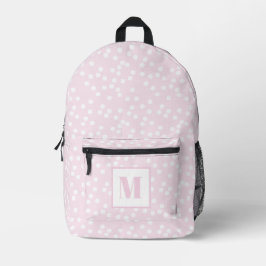 Schattige Blush Roze & Witte Polkadots Monogrammed Bedrukte Rugzak