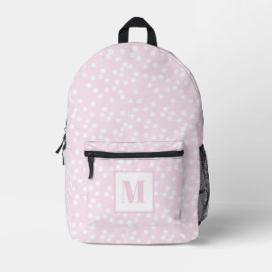 Schattige Blush Roze & Witte Polkadots Monogrammed Bedrukte Rugzak