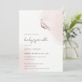 Schattige Blush Waterverf Vlinder Baby shower Invi Kaart (Staand voorkant)
