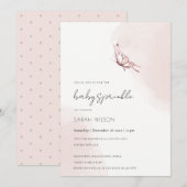 Schattige Blush Waterverf Vlinder Baby shower Invi Kaart (Voorkant / Achterkant)