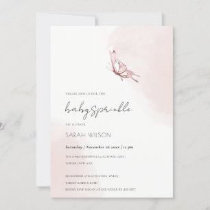 Schattige Blush Waterverf Vlinder Baby shower Invi Kaart