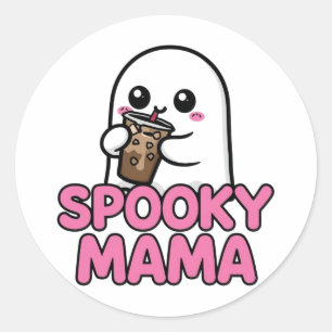 Schattige Boba Geest - Spooky Mama Kawaii Hallowee Ronde Sticker