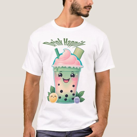 Schattige Boba Yoga T-shirt – Inner Peas en Boba. (Voorkant)