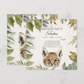 Schattige Bobcat Woodland verjaardagsfeestje Kaart (Voorkant / Achterkant)