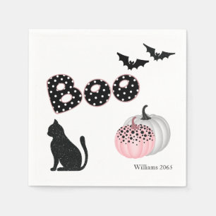 Schattige Boe! Roze pompoen Halloween Cocktail Servet