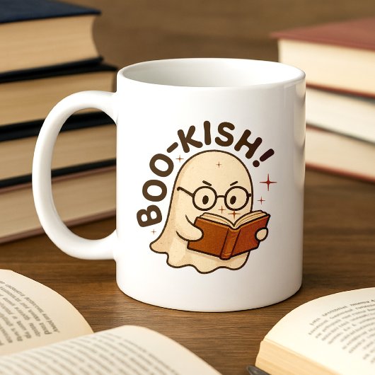 Schattige boek lezen Ghost Funny Bookworm Hallowee Koffiemok