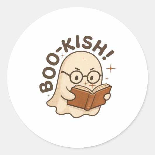 Schattige boek lezen Ghost Funny Bookworm Hallowee Ronde Sticker (Voorkant)