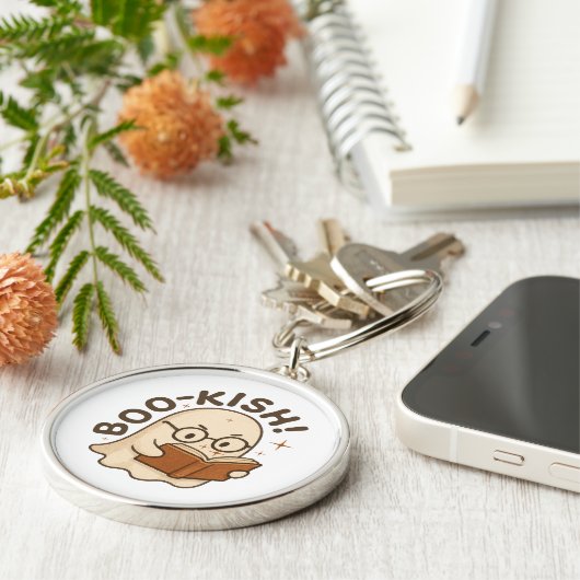 Schattige boek lezen Ghost Funny Bookworm Hallowee Sleutelhanger (Zijkant)