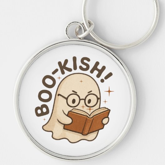 Schattige boek lezen Ghost Funny Bookworm Hallowee Sleutelhanger (Voorkant)