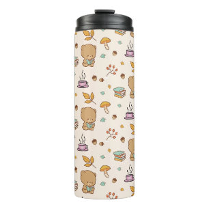 Schattige boek liefhebbers Woodland Beer Pattern Thermosbeker